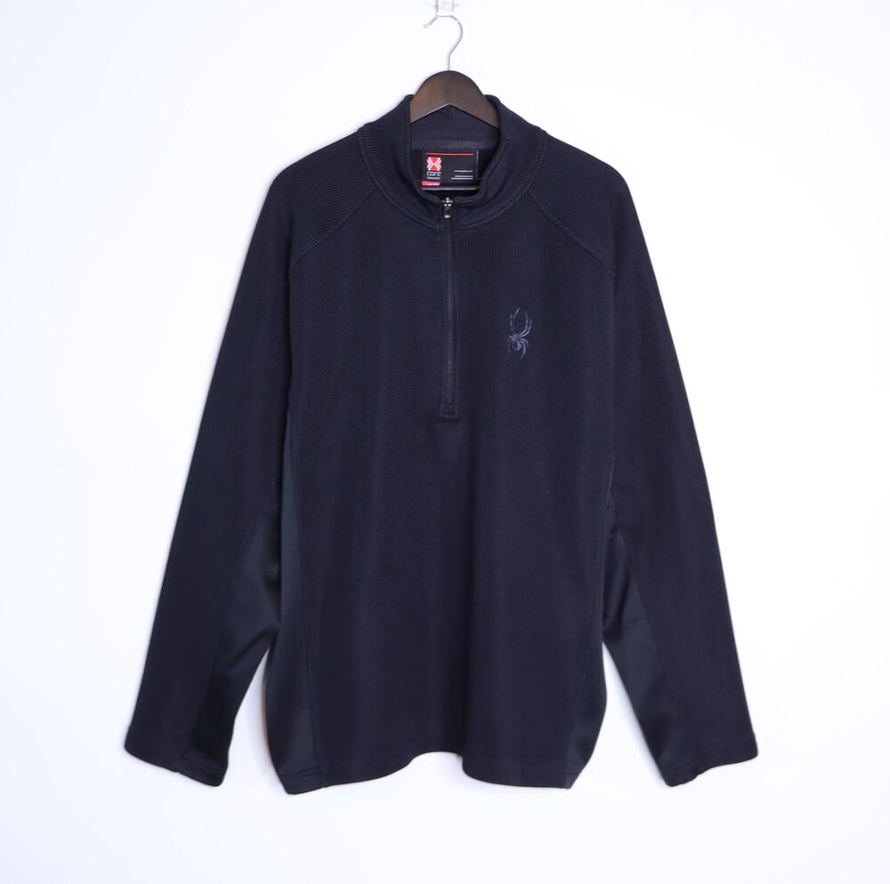 SPYDER Outbound Pullover Sweater Black 1/4 Zip Long Sleeve Men's 2XL